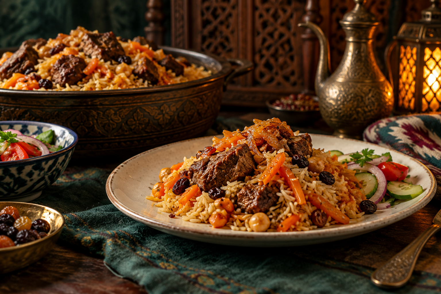 Editorial photograph illustrating plov calories: calculate your recipe instead of guessing